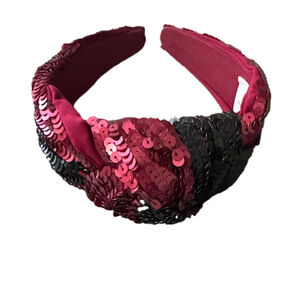 Sequin Embellished Headband - Red and Black